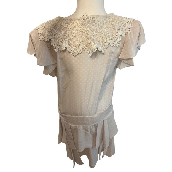 1980s Does 1920s Vintage Peach Lace Midi Dress By Jessica McClintock size 4 - Picture 2 of 3